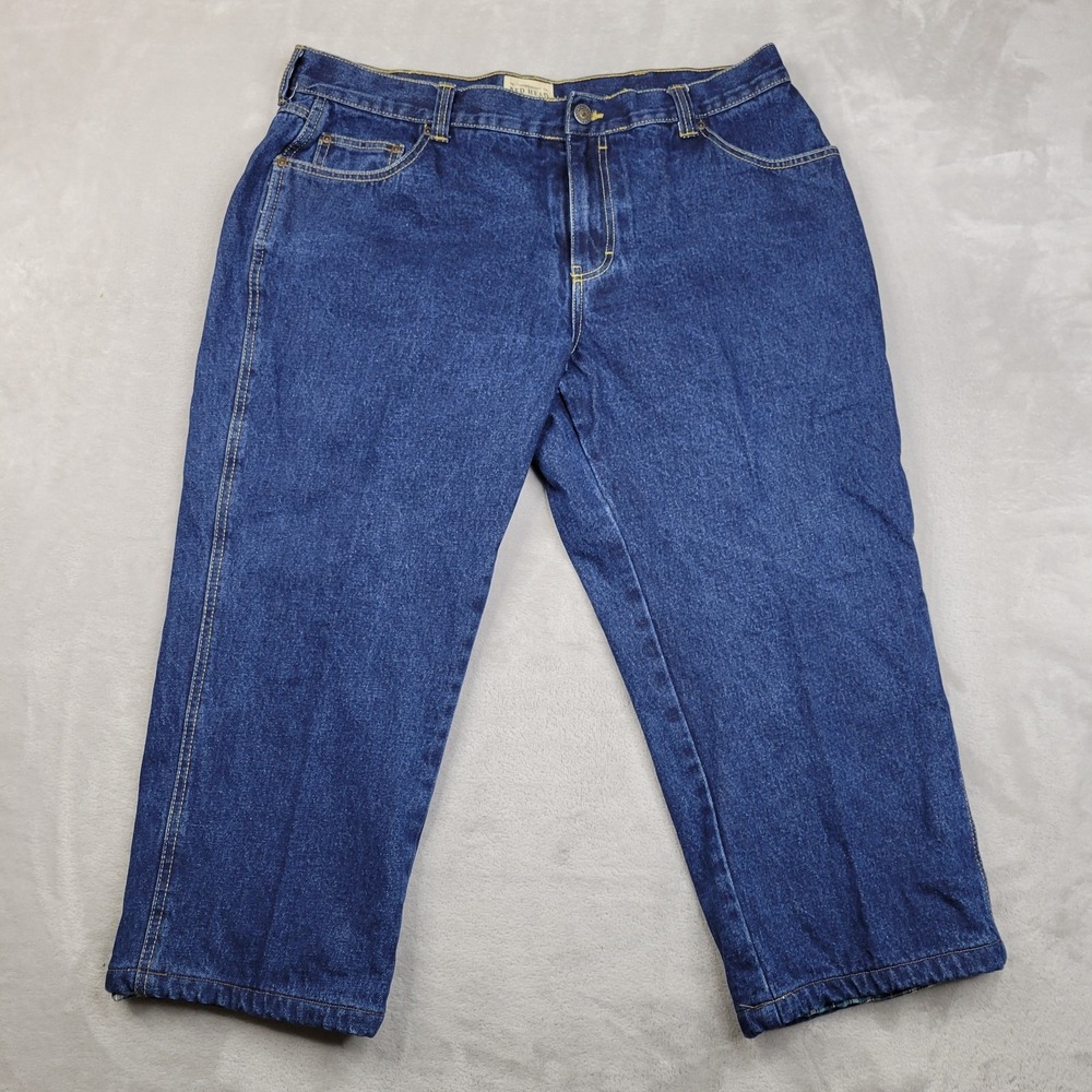 Red Head Jeans Mens 40x30 Blue Flannel Fleece Lined Straight Leg Relaxed Plaid
